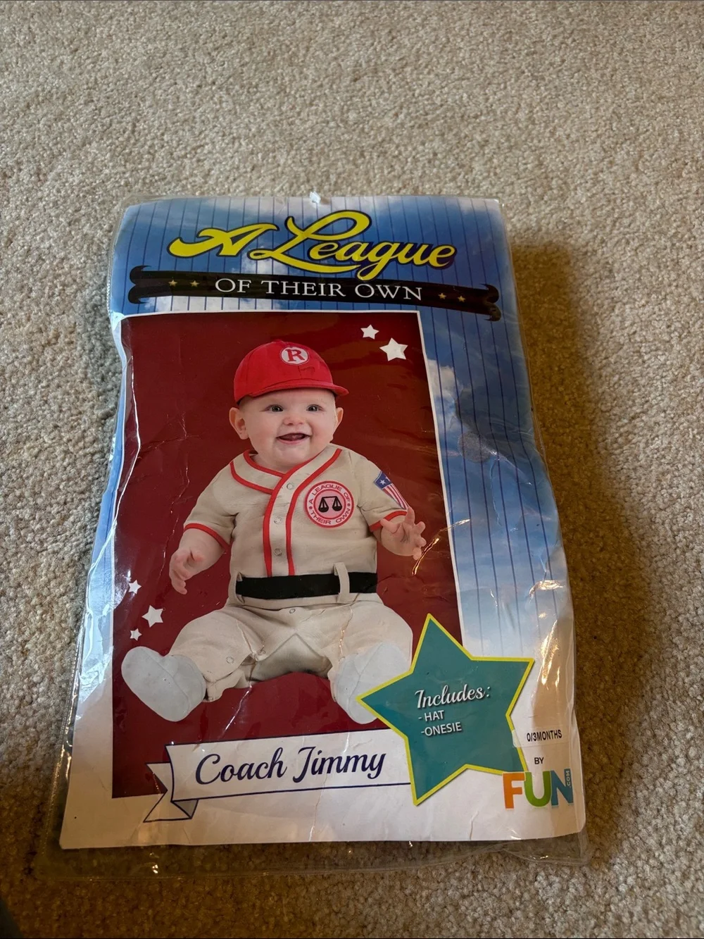 NIB A League of Their Own Coach Jimmy Baby Costume; Sz: 0-3 Months